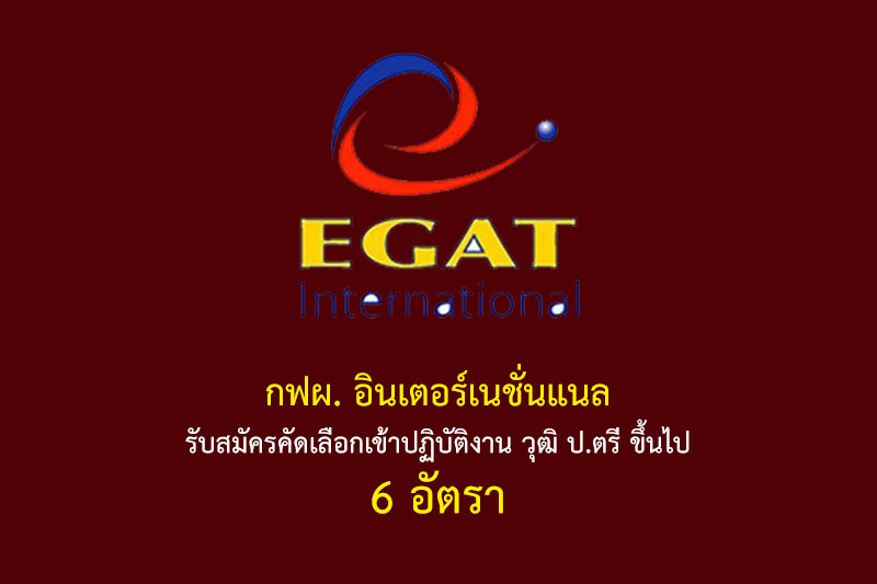 กฟผ. อินเตอร์เนชั่นแนล รับสมัครคัดเลือกเข้าปฏิบัติงาน วุฒิ ป.ตรี ขึ้นไป 6 อัตรา